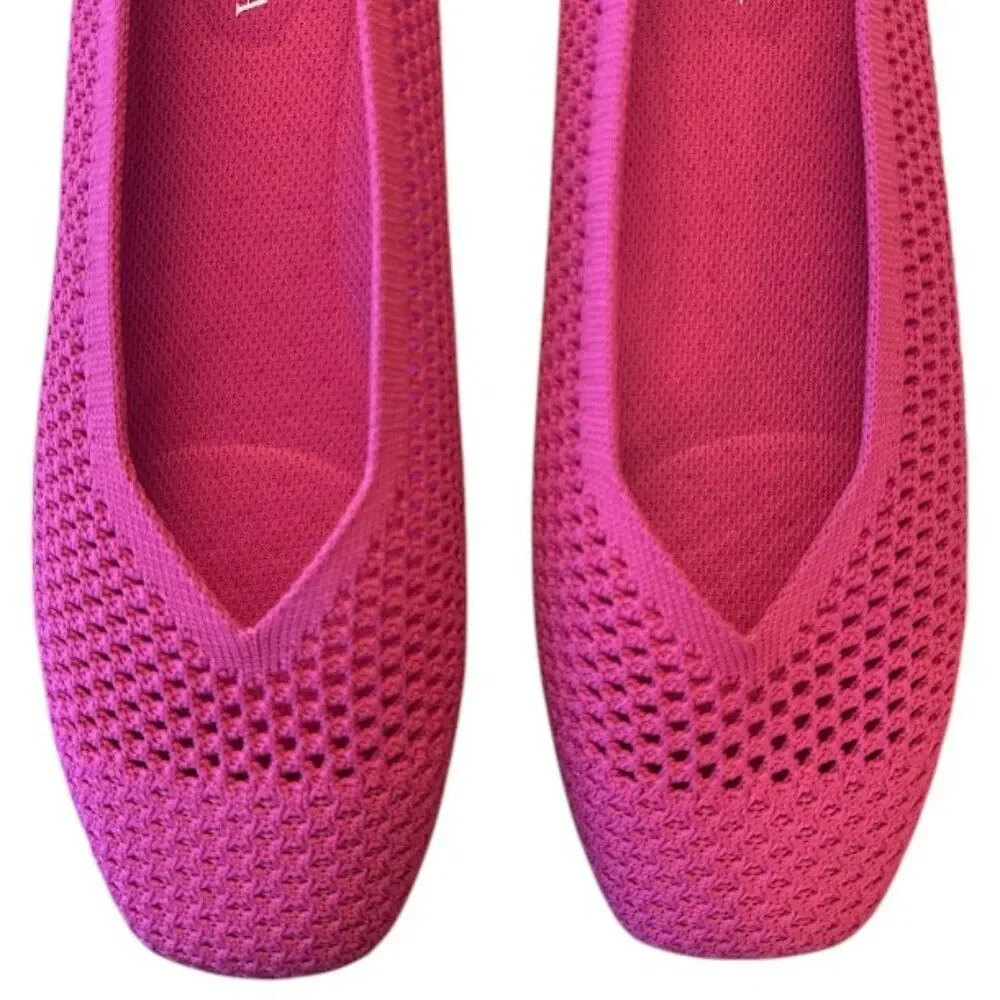 Vivaia Margot Mesh Square Toe V-cut Mesh Flats Pitaya Mesh Sz 40